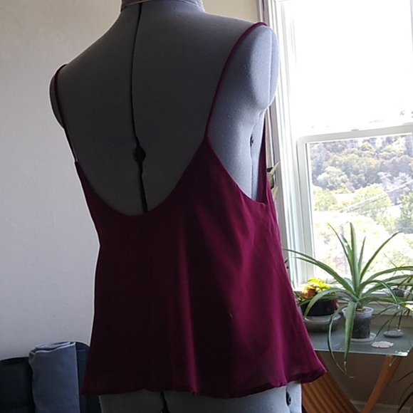 Wine-Colored Flowing Crop Top NWOT - Picture 2 of 10
